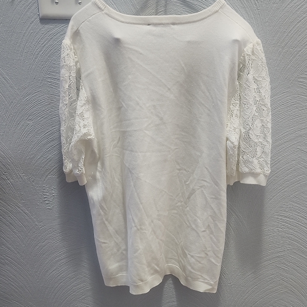 Adrianna Papell Ivory Lace Sleeve Blouse - Picture 6 of 6